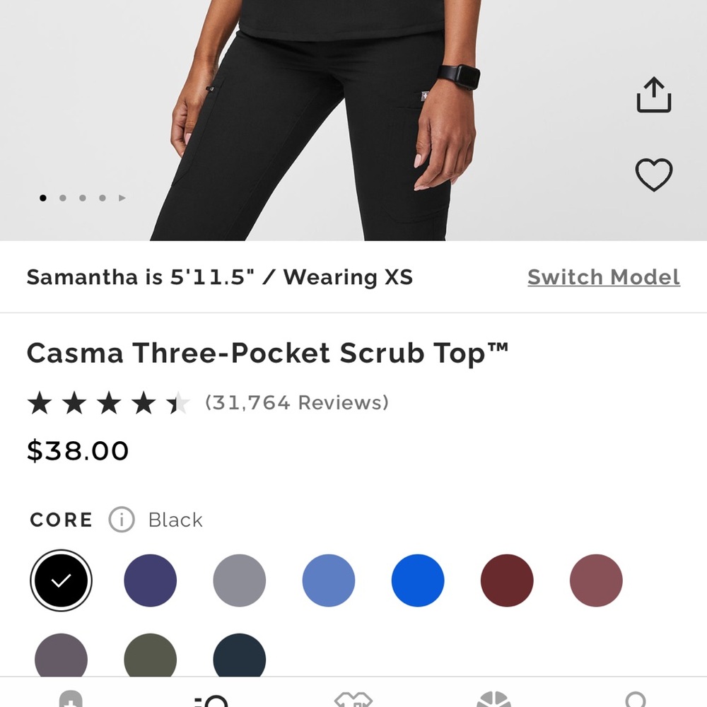 Figs Hunter Green Casma Three Pocket Top - Picture 2 of 2